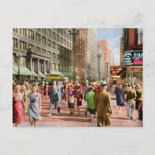 Stadt - Chicago - Shopping Crowds 1940 Postkarte (Vorderseite)