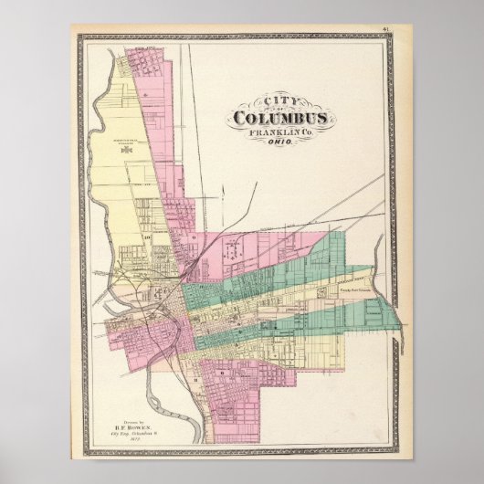Stadt Columbus, Franklin Landkreis, Ohio Poster (Vorne)
