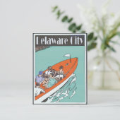 Stadt Delaware, Bootsfahrt, Vintager Stil Postkarte (Stehend Vorderseite)