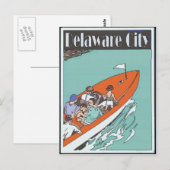 Stadt Delaware, Bootsfahrt, Vintager Stil Postkarte (Vorne/Hinten)