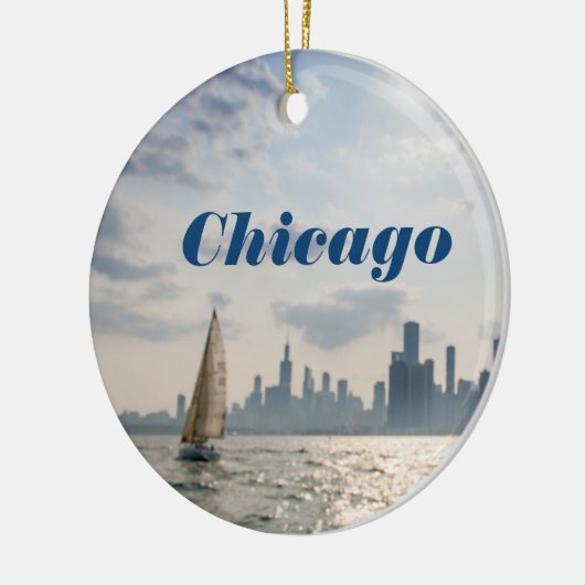 Stadt der Chicago-Weihnachtsverzierungen - Skyline Keramikornament (Links)