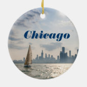 Stadt der Chicago-Weihnachtsverzierungen - Skyline Keramikornament (Hinten)
