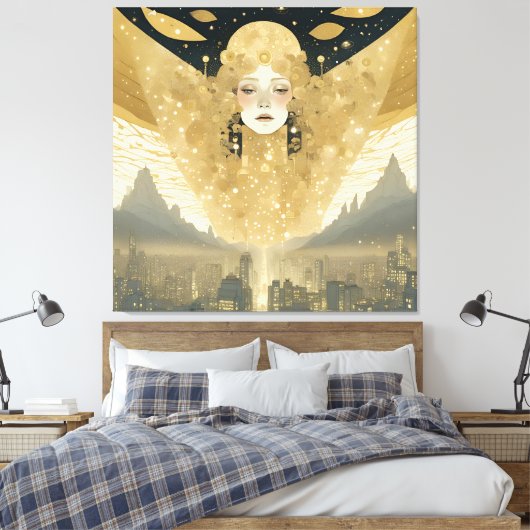Stadt der Engel Frau in Gold Leinwanddruck (Insitu (Schlafzimmer))