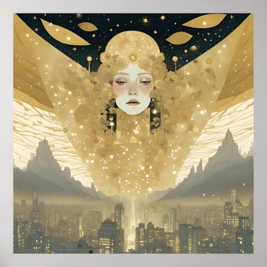 Stadt der Engel Frau in Gold Poster (Vorne)