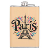 Stadt der Lichter: Bold Paris Typografy Art Flachmann (Rückseite)