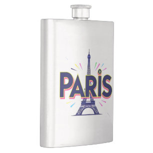 Stadt der Lichter: Bold Paris Typografy Art Flachmann