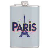 Stadt der Lichter: Bold Paris Typografy Art Flachmann (Vorderseite)