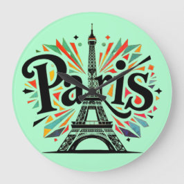 Stadt der Lichter: Bold Paris Typografy Art Große Wanduhr