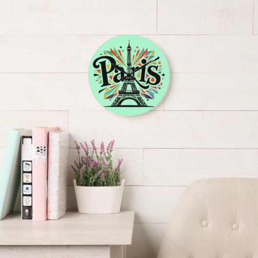 Stadt der Lichter: Bold Paris Typografy Art Große Wanduhr (Lesesaal)