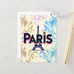 Stadt der Lichter: Bold Paris Typografy Art Postkarte