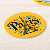Stadt der Lichter: Bold Paris Typografy Art Runder Pappuntersetzer (Angewinkelt)