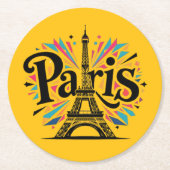 Stadt der Lichter: Bold Paris Typografy Art Runder Pappuntersetzer (Vorderseite)