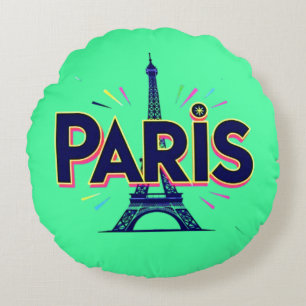 Stadt der Lichter: Bold Paris Typografy Art Rundes Kissen