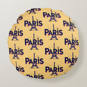 Stadt der Lichter: Bold Paris Typografy Art Rundes Kissen