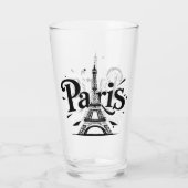 Stadt der Lichter: Kühne Pariser Typografie-Kunst Glas (Rückseite)