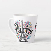 Stadt der Lichter: Kühne Pariser Typografie-Kunst Milchtasse (Linke Ecke)