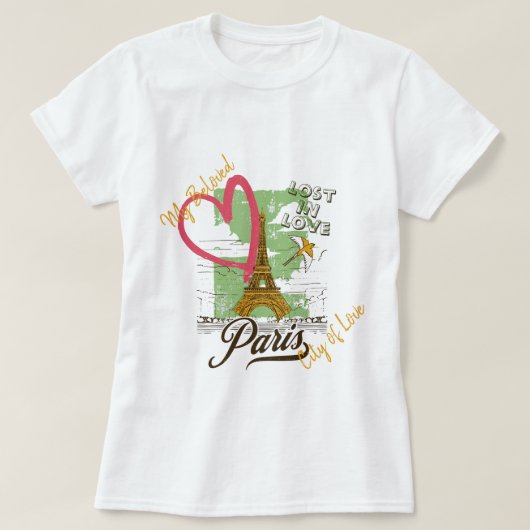 Stadt der Liebe, Paris T-Shirt (Design vorne)