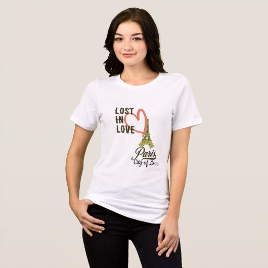 Stadt der Liebe, Paris Tri-Blend Shirt (Vorderseite voll)