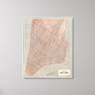Stadt der NY Atlas-Karte Leinwanddruck