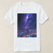 Stadt der Sterne: Futuristische Skyline unter eine T-Shirt (Design vorne)