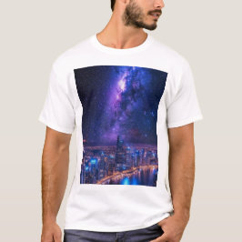 Stadt der Sterne: Futuristische Skyline unter eine T-Shirt