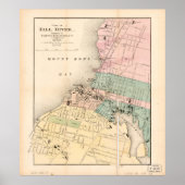 Stadt des Fall River, Massachusetts Map (1874) Poster (Vorne)
