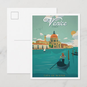 Stadt des Wassers Venedig Italien Vintage Reise Postkarte