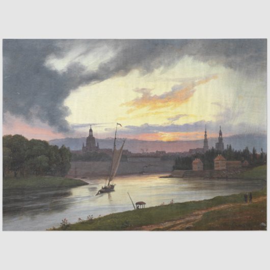 Stadt Dresden bei Sunset (deutsche Landschaft) Seidenpapier (Vorderseite)