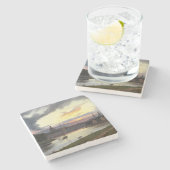 Stadt Dresden bei Sunset (deutsche Landschaft) Steinuntersetzer (Seitenansicht)