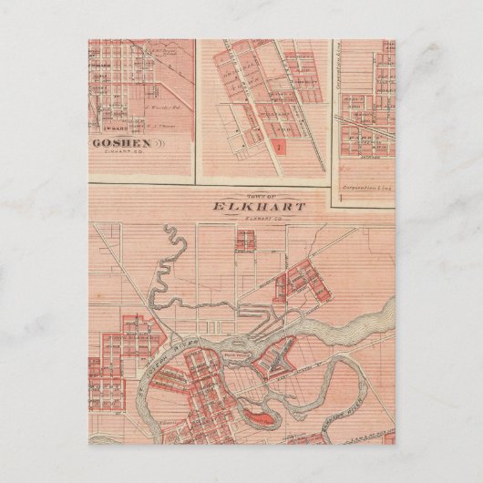 Stadt Elkhart, Elkhart Co mit Goshen Postkarte (Vorderseite)