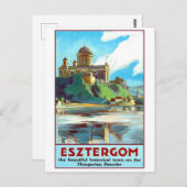 Stadt Esztergom an der Donau, Ungarn, Vintag Postkarte (Vorne/Hinten)