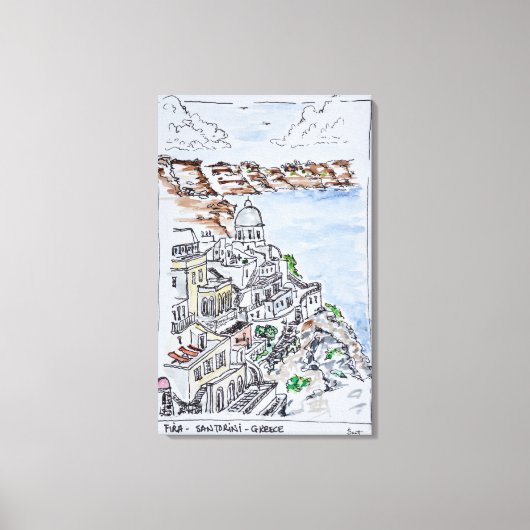 Stadt Fira | Insel Santorini, Griechenland Leinwanddruck (Vorderseite)