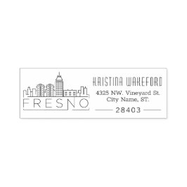 Stadt Fresno | Selbstfarbige Briefmarke der benutz Permastempel