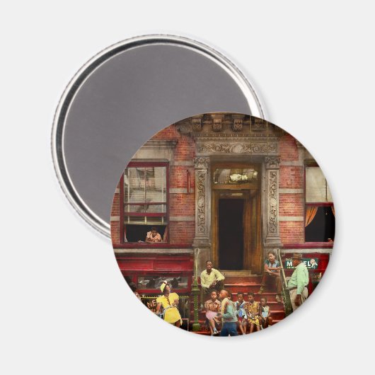 Stadt - Harlem NY - Leben im Stoop 1935 Magnet (Vorderseite/Rückseite)