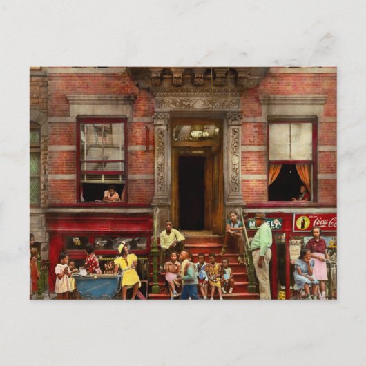 Stadt - Harlem NY - Leben im Stoop 1935 Postkarte (Vorderseite)