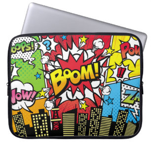 Stadt Hintergrundmaterial mit Comic-Art-Stil Sprec Laptopschutzhülle