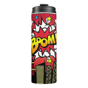 Stadt Hintergrundmaterial mit Comic-Art-Stil Sprec Thermosbecher