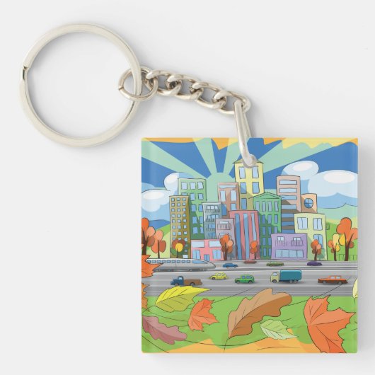 Stadt im Herbst Schlüsselanhänger (Vorderseite)