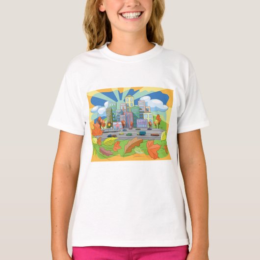 Stadt im Herbst T-Shirt (Vorderseite)