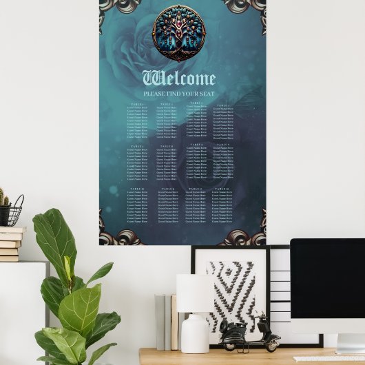 Stadt im Schatten des luxuriösen Baumes des Lebens Poster (Heimbüro)