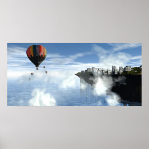 Stadt in den Wolken Abstrakt drucken Poster