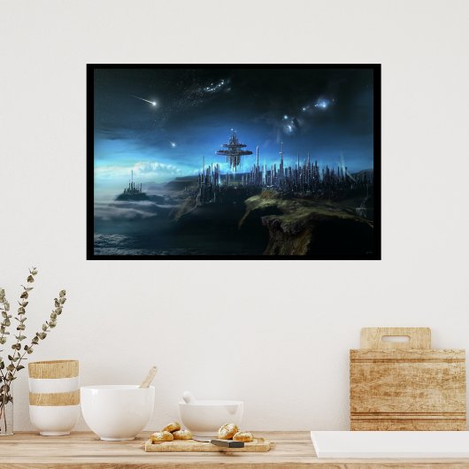 Stadt in den Wolken Poster (Küche)