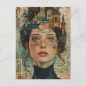 Stadt in meinem Kopf Woman Collage Postkarte (Vorderseite)