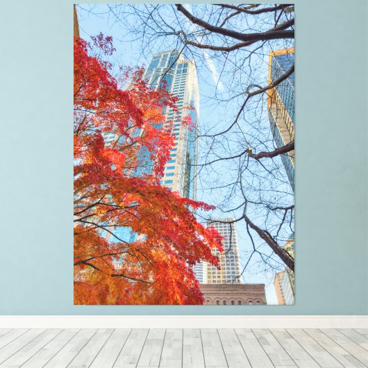 Stadt in Rot Leinwanddruck (Insitu (Holzboden))