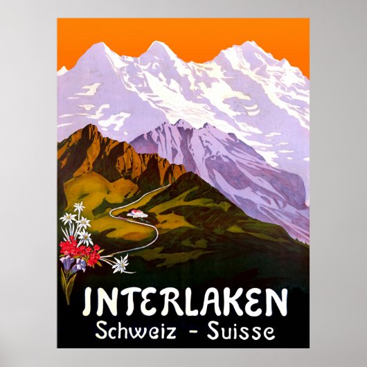 Stadt Interlaken unter den Schweizer Bergen Poster (Vorne)