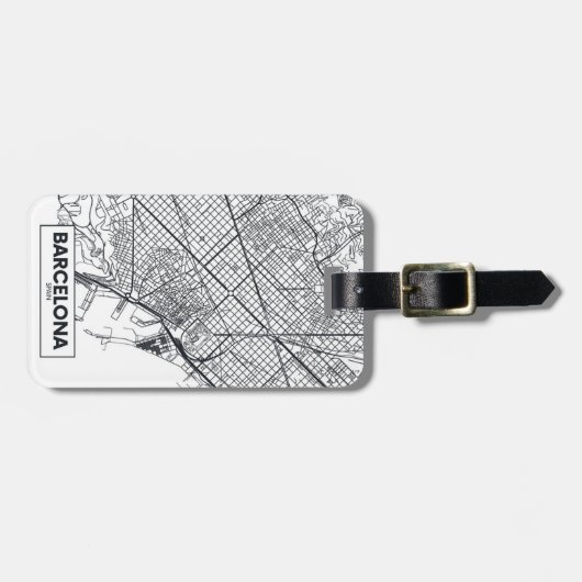 Stadt-Karte Barcelonas, Spanien | Gepäckanhänger (Vorderseite horizontal)