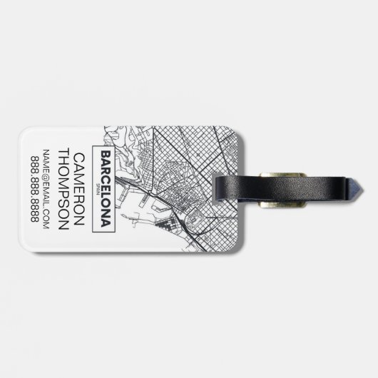 Stadt-Karte Barcelonas, Spanien | Gepäckanhänger (Rückseite horizontal)