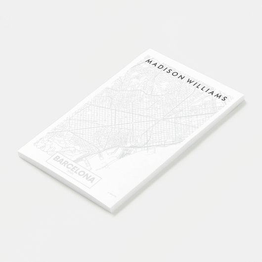 Stadt-Karte Barcelonas, Spanien | Post-it Klebezettel (angewinkelt)