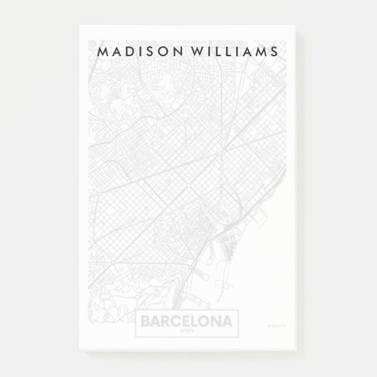 Stadt-Karte Barcelonas, Spanien | Post-it Klebezettel (Vorderseite)