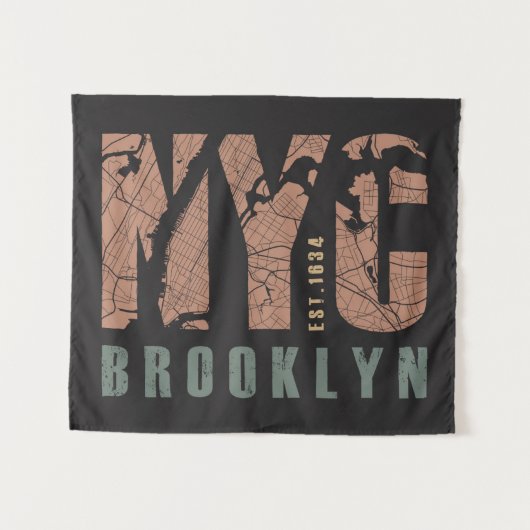 Stadt-Karte Brooklyns, New York | Wandteppich (Vorderseite (Horizontal))